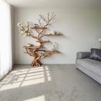 Tree branch bookshelf solid wood console table wall mount driftwood carving art decor
