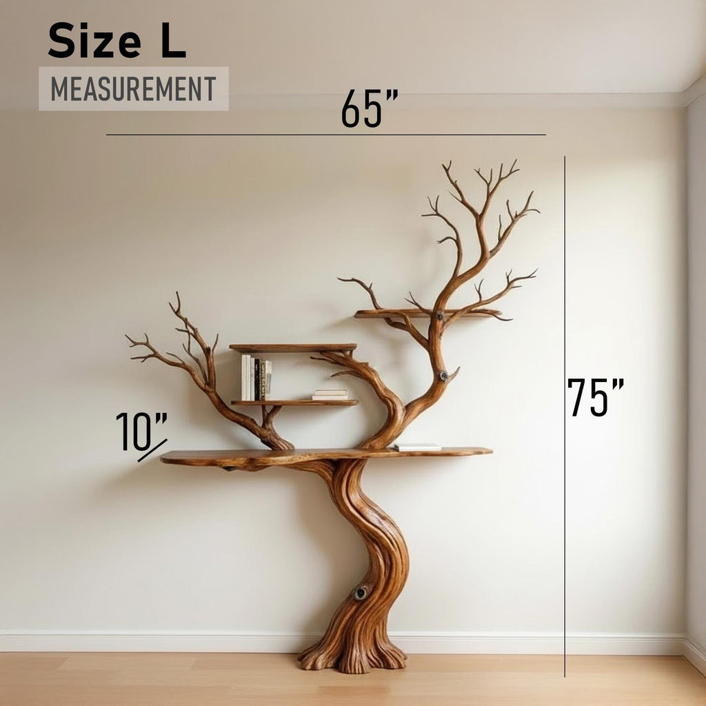 Tree branch book shelf driftwood wall art solid wood bookcase sculpture bookshelf decoration