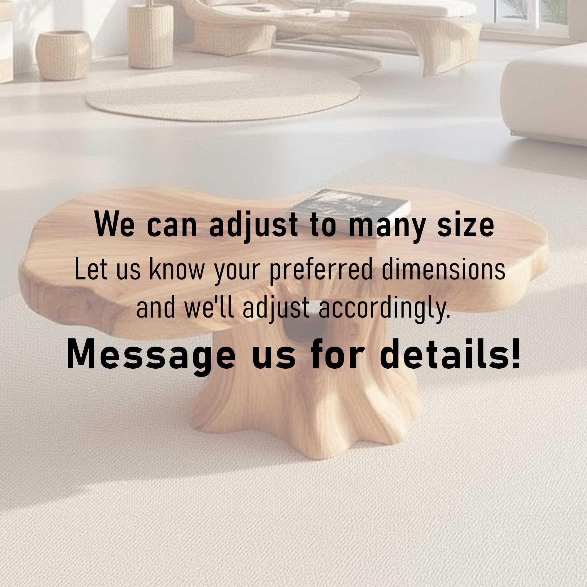 Live edge solid wood coffee table narrow oval dining table wood carving art wabi sabi living room furniture