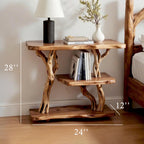 Solid wood bookcase nightstand free standing bookshelf tree branch driftwood plant stand rustic shelving handcrafted furniture