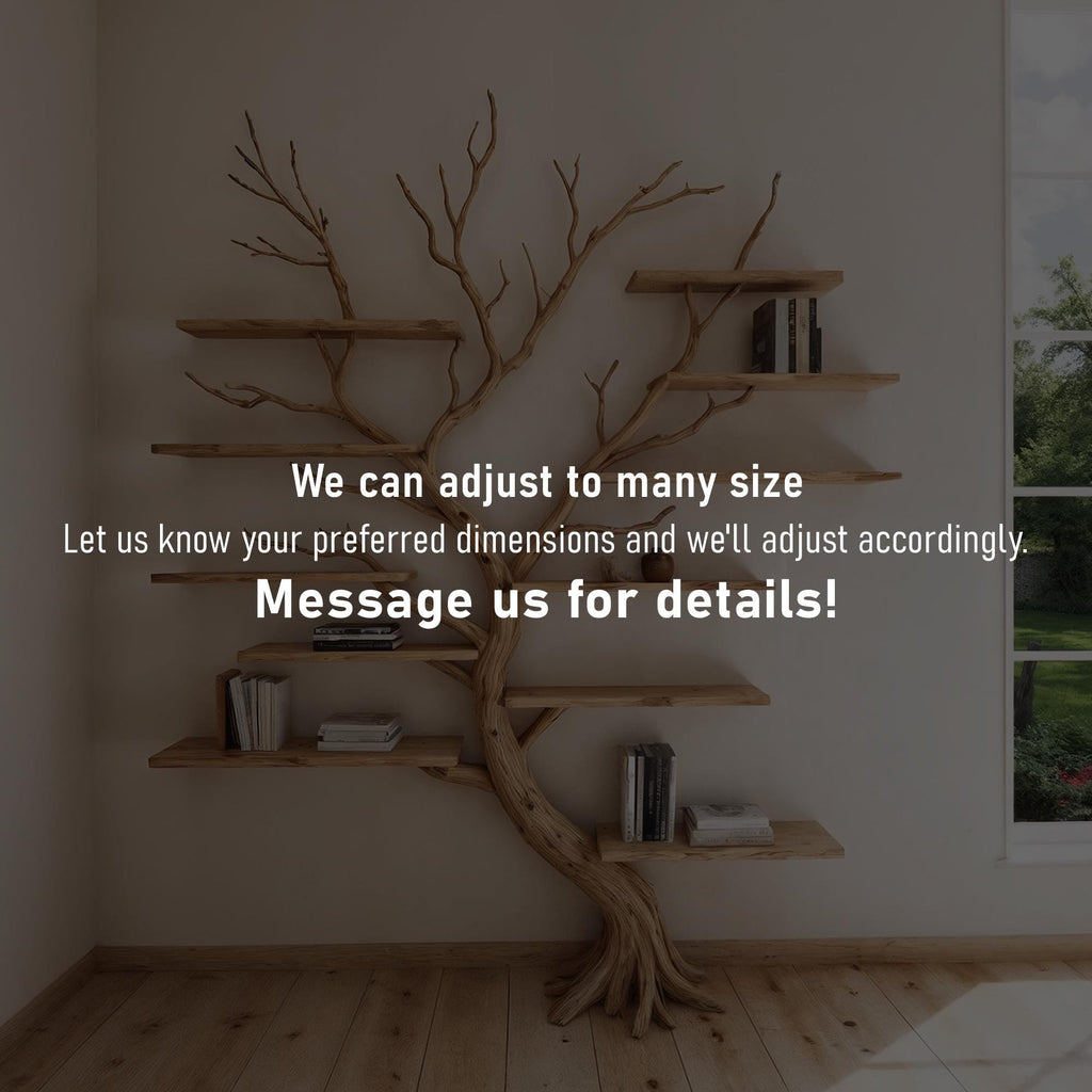 Tree branch bookshelf art wall mount driftwood shelf solid wood bookcase for home