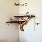 Floating bookshelf live edge floating corner shelves driftwood branch black wall shelf gift for the home