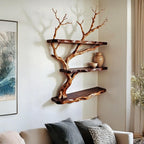 Corner floating shelf tree branch dirftwood wall mount bookshelf solid wood tree shelf art rustic home decoration gifts for mom