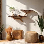 Driftwood floating shelf tree branch wall mount solid wood bookshelf art rustic decor handmade furniture