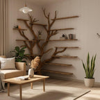 Corner bookshelf tree branch book shelf solid wood floating shelves wall art driftwood shelving decoration