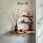 Tree branch bookshelf live edge corner shelf drifwood branch solid wood bookshelves floating shelves on wall art decor