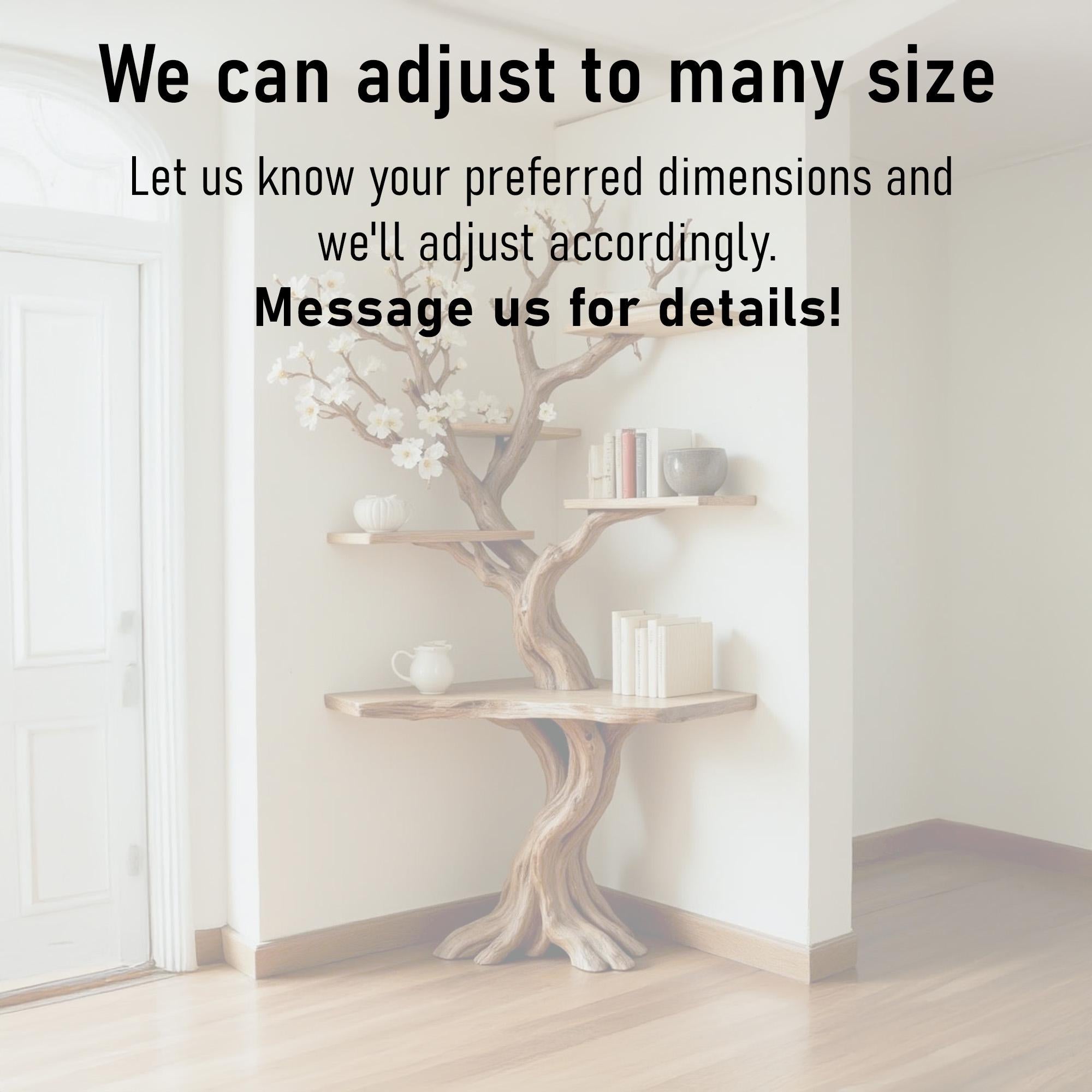 Tree corner floating bookshelf driftwood branch bookcase wood wall book shelving rustic corner shelf unique living room decoration