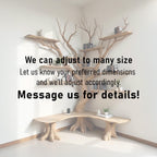Floor bookcase corner floating wood shelves tree branch shelf on wall driftwood carving