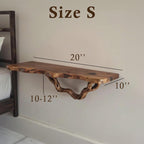 Floating shelf natural solid wood bookshelf rustic night stand mini bedside art tree driftwood branch shelf wall mount handmade furniture