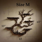 Wall mount driftwood tree shelf rustic bookshelf branch tree shape art sculptured housewarming