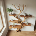 Driftwood tree branch bookshelf wood floating shelf solid wood bookcase home decor for living room