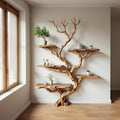 Driftwood tree branch bookshelf wood floating shelf solid wood bookcase home decor for living room