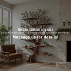 Driftwood corner bookshelf tree shelf art wall mount solid wood bookcase handmade furniture decor for home