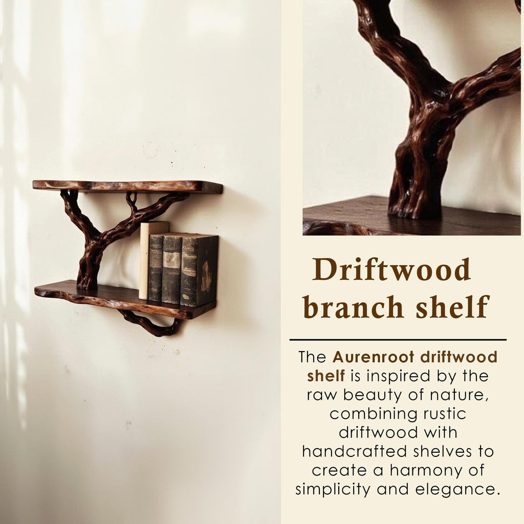 Driftwood floating bookshelf solid wood walnut bookcase on wall book shelf decor entryway