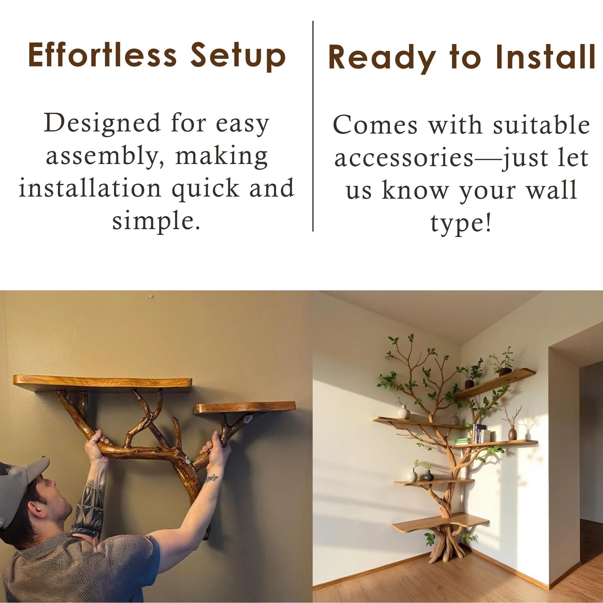 Driftwood branch corner bookshelf tree shelf solid wood bookcase home decor for living room