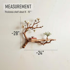 Floating book shelf driftwood branch on wall fake flowers live edge shelves decor for home