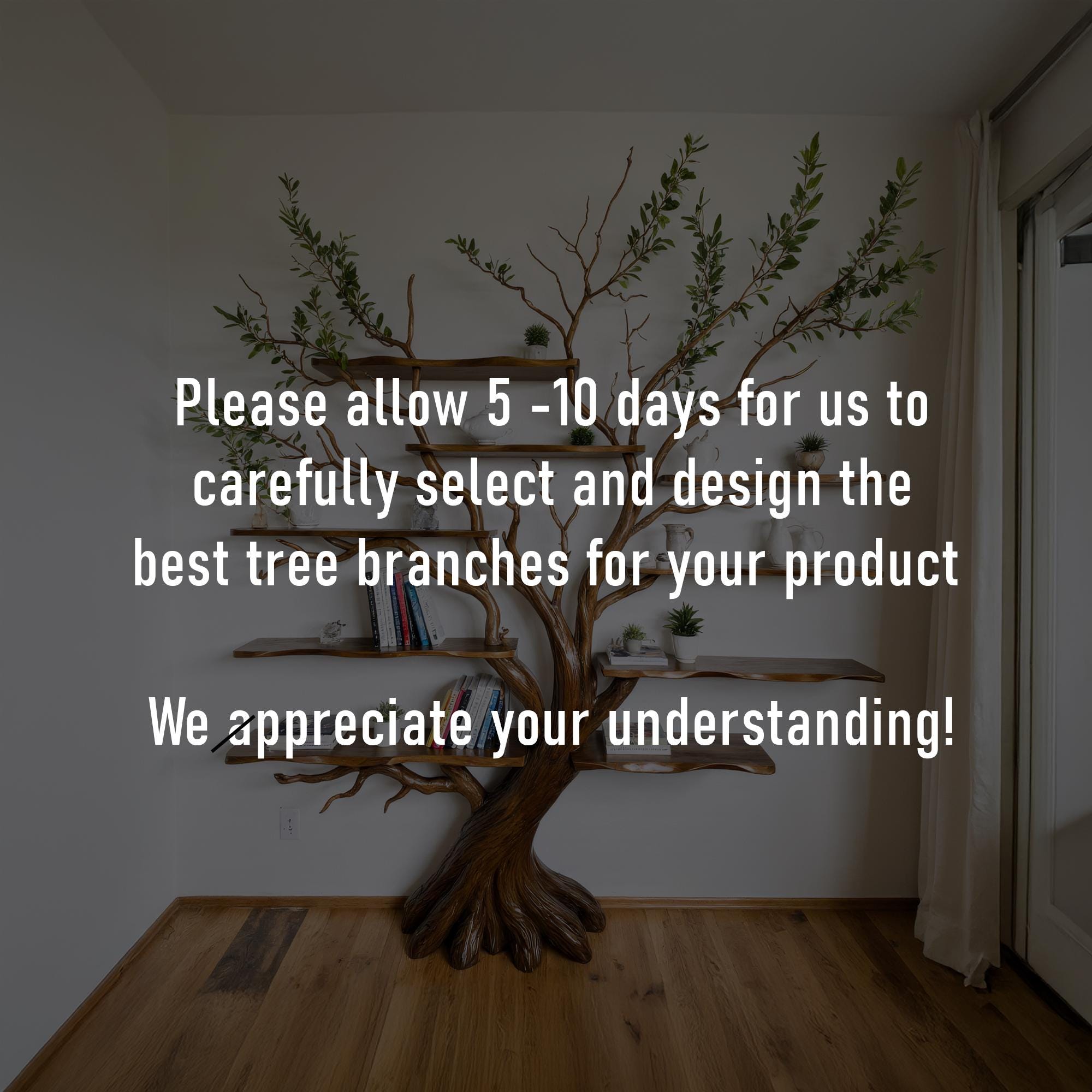 Tree branch bookshelf driftwood shelf on wall art solid wood bookcase book shelf unique decor