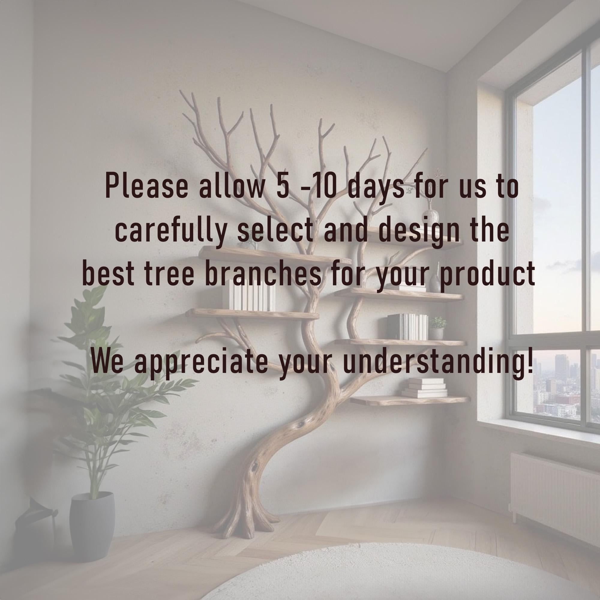 Corner driftwood tree branch solid wood bookshelf wall mount floating live edge furniture decoration