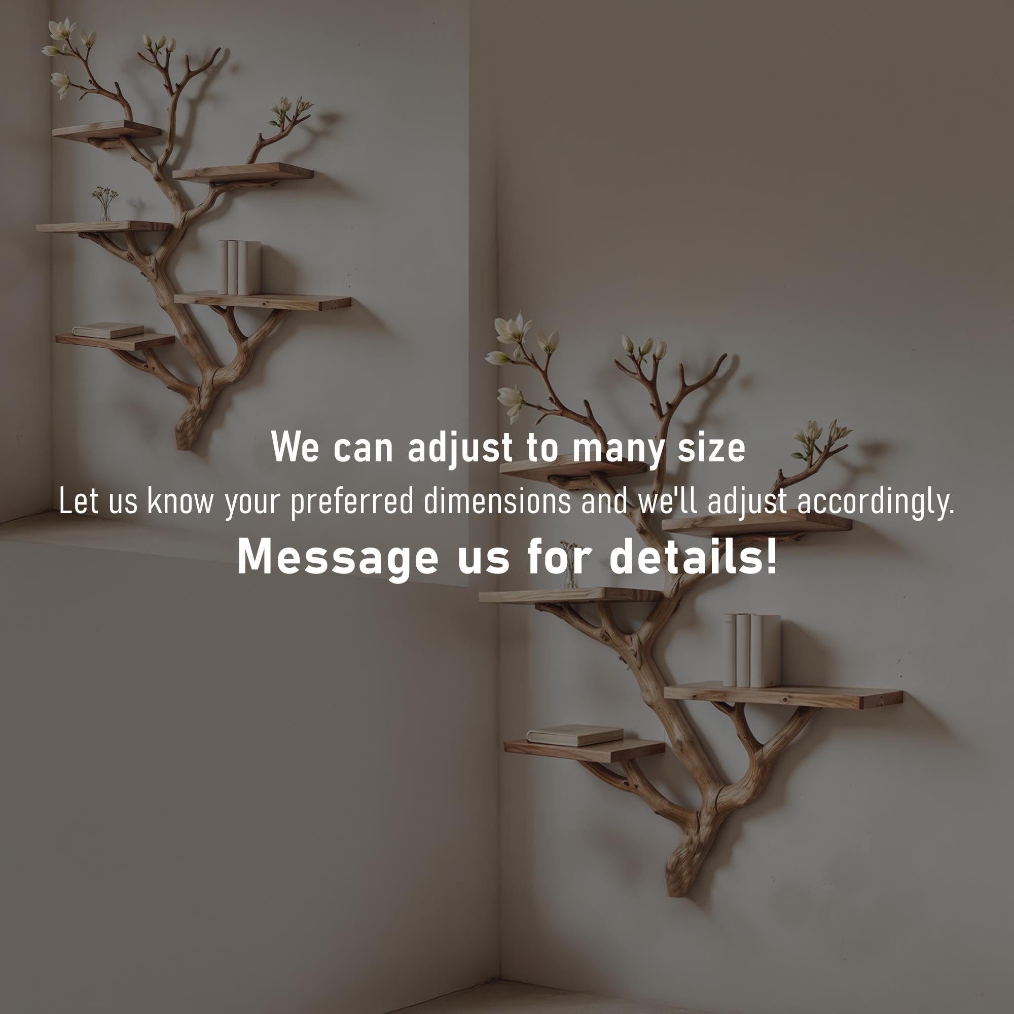 Natural tree bookshelf driftwood branch shelf art solid wood bookshelf floating shelf wall mount bookshelf decor