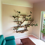 Floating shelf driftwood branch bookcase tree bookshelf wall mount solid wood shelves art decor home for living room