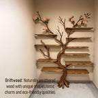 Tree bookshelf wall mount driftwood branch bookcase solid wood scupltured floating furniture