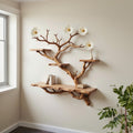 Floating tree bookshelf wall mount solid wood unique shelving driftwood branch wall art