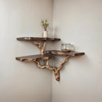 Driftwood corner wall shelf natural solidwood bookshelf art tree bracnh bookshelves unique floating shelves wall mount handmade furniture