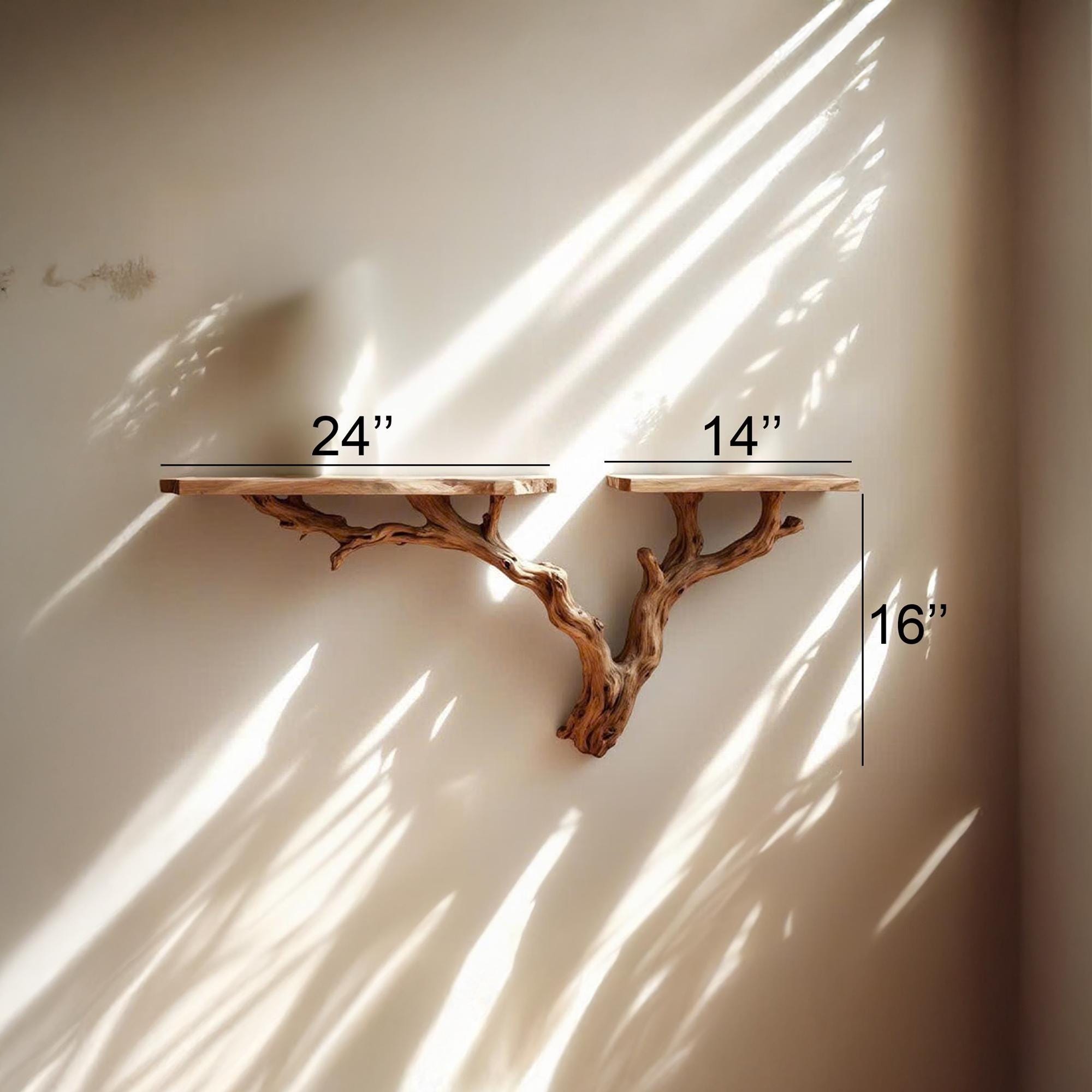 Tree branch bookshelf driftwood shelves art floating wall shelf unique decor gift for him