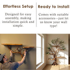 Driftwood branch bookshelf tree floating shelf solid wood bookcase home decor for living room