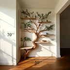 Driftwood corner shelf tree branch bookshelf art decor solid wood bookcase home