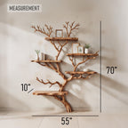 Driftwood branch shelf tree bookshelf wall mounted bookshelves art solid wood bookcase home decor for entryway space