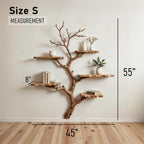 Tree book shelf art natural driftwood branch bookshelf solid wood bookcase floating shelves wall mount bookshelf decor
