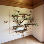 Floating shelf driftwood branch bookcase tree bookshelf wall mount solid wood shelves art decor home for living room