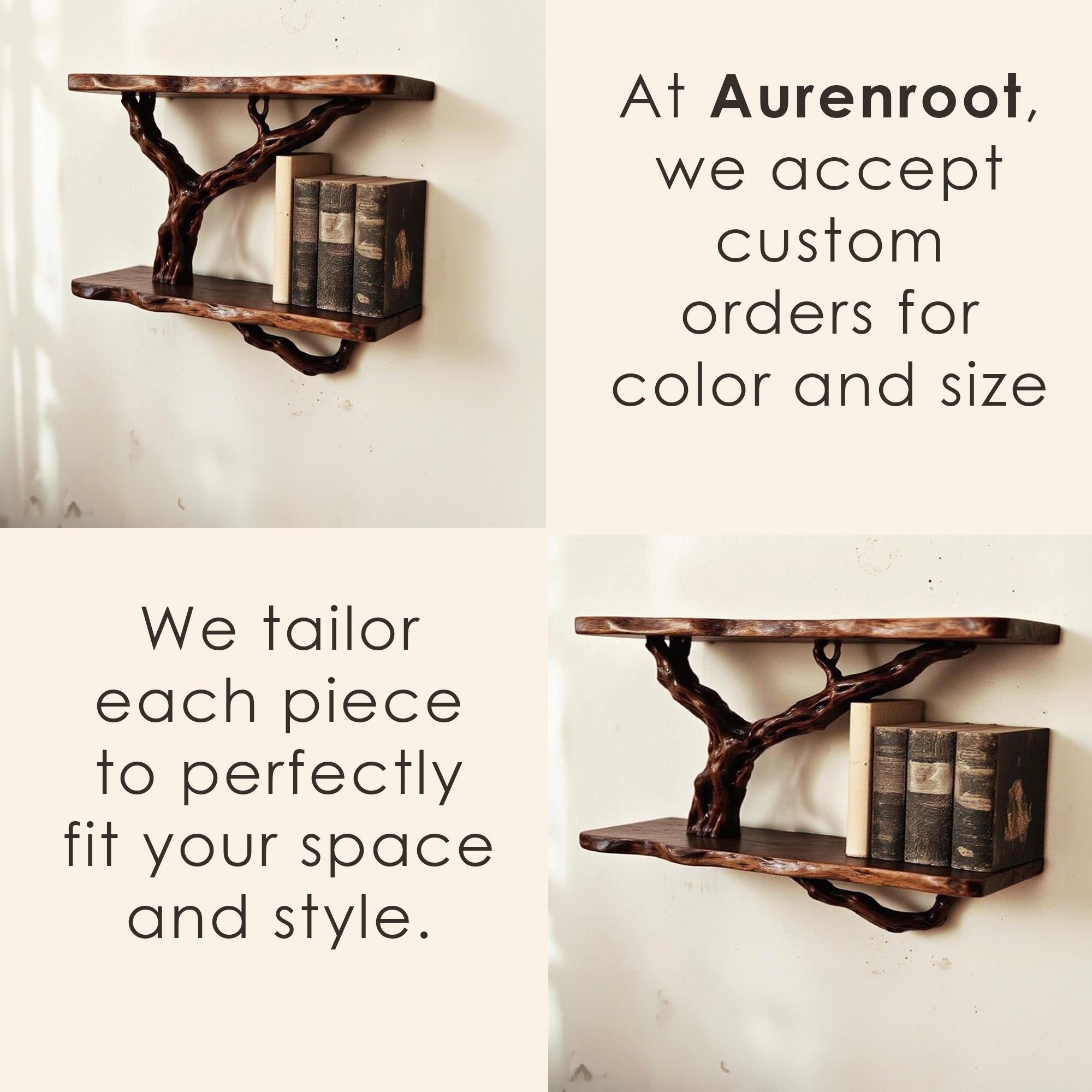 Driftwood floating bookshelf solid wood walnut bookcase on wall book shelf decor entryway