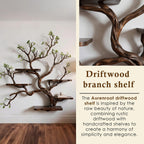 Floating tree branch book shelf on wall live edge floating shelves art bookshelf solid wood for home decor