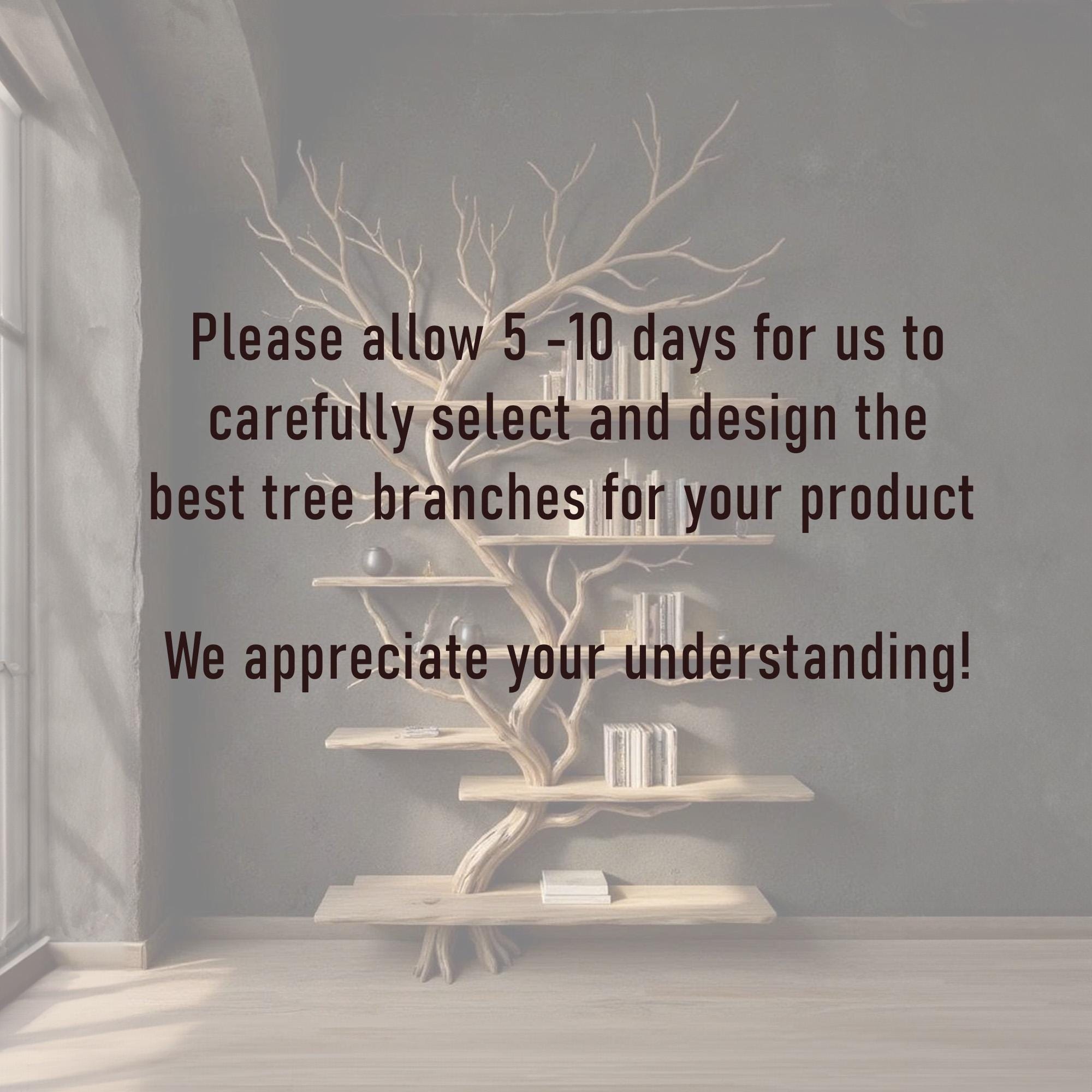 Driftwood tree branch solid wood bookshelf wall mount floating live edge furniture decoration