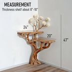 Corner floating console table tree branch driftwood entryway table solid wood plant stand rustic handmade furniture