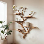 Natural tree bookshelf driftwood branch shelf art solid wood bookshelf floating shelf wall mount bookshelf decor