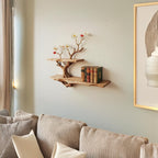 Natural driftwood tree branch shelf handmade rustic wooden wall decor solid wood bookshelf unique boho floating shelves for home & office