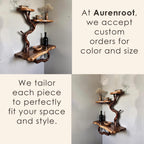 Floating book shelf wood corner tree branch shelves wall mount unique bookshelf decor driftwood art decor for home