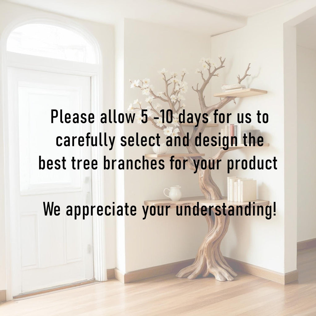 Tree corner floating bookshelf driftwood branch bookcase wood wall book shelving rustic corner shelf unique living room decoration