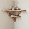 Floating corner shelf driftwood branch wall mounted shelf art bookshelf solid wood decor for home
