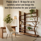 Handmade tree branch bookshelf solid wood live edge furniture display shelf bookcase decoration