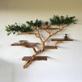 Tree branch bookshelf floating live edge shelf fake leaf wall mount tree shelf handcraft solid wood furniture
