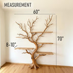 Tree branch book shelf floating shelves on wall standing bookcase solid wood sculpture art