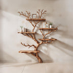 Driftwood branch shelf tree bookshelf wall mounted bookshelves art solid wood bookcase home decor for entryway space