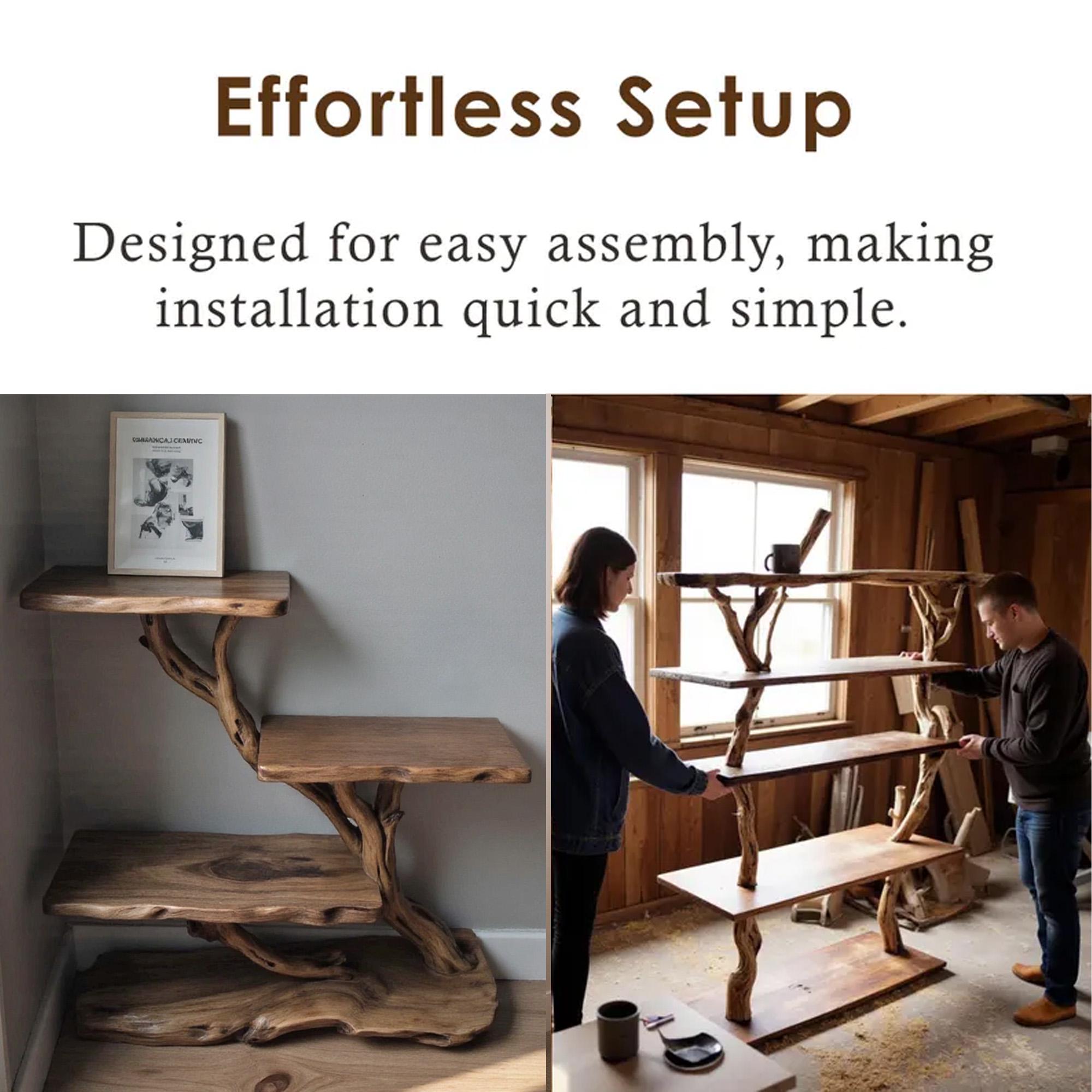 Driftwood nightstand bedside bookshelf tree branch bookcase free standing mini stand shelving rustic home decoration