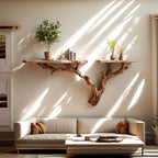 Tree branch bookshelf driftwood shelves art floating wall shelf unique decor gift for him