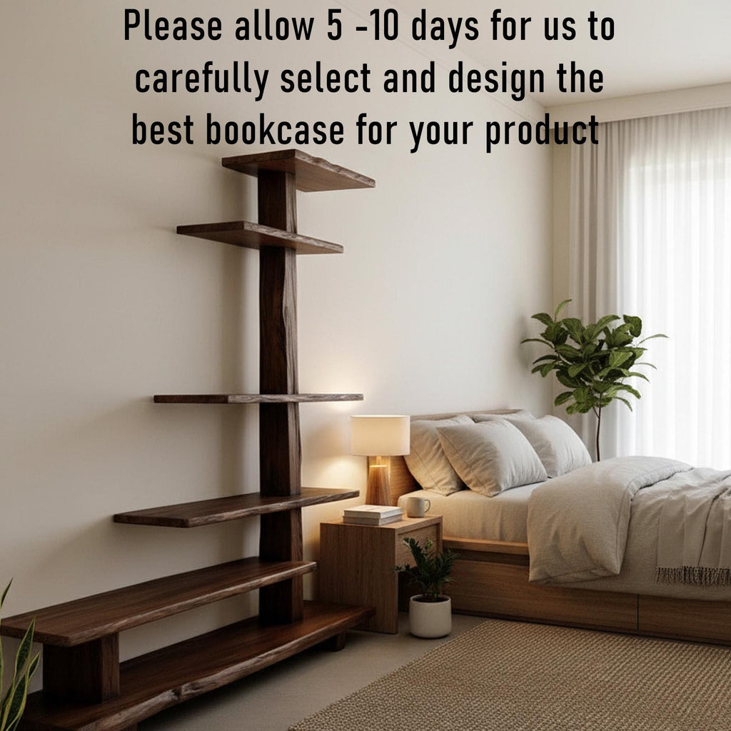 Natural wood bookcase driftwood shelf standing bookshelf live edge shelves wall mounted decor for living room