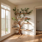 Corner driftwood shelf tree branch bookshelf solid wood bookcase home decor